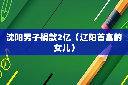 沈阳男子捐款2亿（辽阳首富的女儿）