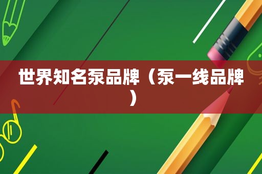 世界知名泵品牌（泵一线品牌）