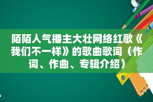 陌陌人气播主大壮网络红歌《我们不一样》的歌曲歌词（作词、作曲、专辑介绍）