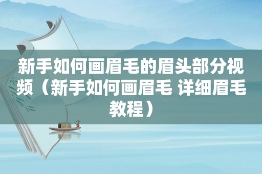 新手如何画眉毛的眉头部分视频（新手如何画眉毛 详细眉毛教程）
