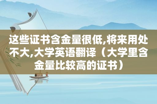 这些证书含金量很低,将来用处不大,大学英语翻译（大学里含金量比较高的证书）