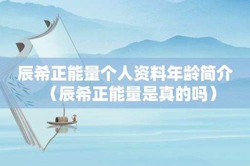 辰希正能量个人资料年龄简介（辰希正能量是真的吗）