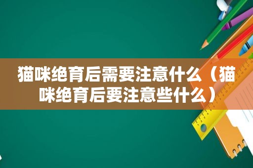 猫咪绝育后需要注意什么（猫咪绝育后要注意些什么）