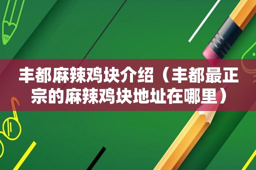 丰都麻辣鸡块介绍（丰都最正宗的麻辣鸡块地址在哪里）