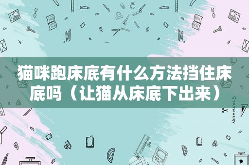 猫咪跑床底有什么方法挡住床底吗（让猫从床底下出来）