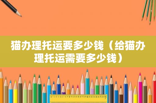 猫办理托运要多少钱（给猫办理托运需要多少钱）