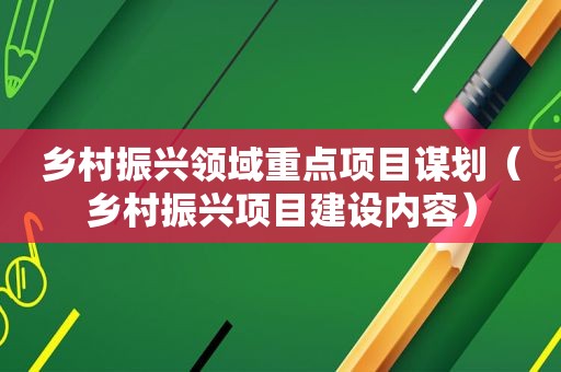 乡村振兴领域重点项目谋划（乡村振兴项目建设内容）