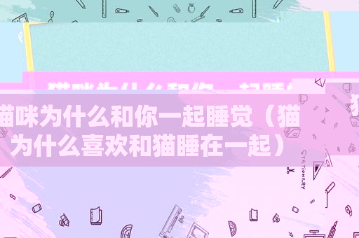 猫咪为什么和你一起睡觉（猫为什么喜欢和猫睡在一起）