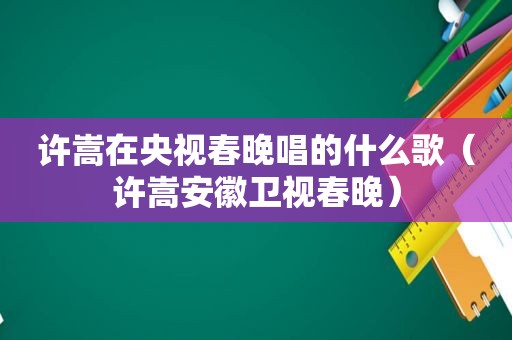 许嵩在央视春晚唱的什么歌（许嵩安徽卫视春晚）
