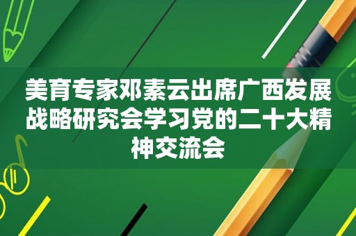 美育专家邓素云出席广西发展战略研究会学习党的二十大精神交流会