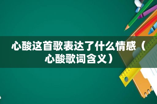 心酸这首歌表达了什么情感（心酸歌词含义）