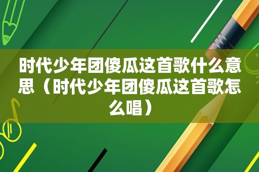 时代少年团傻瓜这首歌什么意思（时代少年团傻瓜这首歌怎么唱）