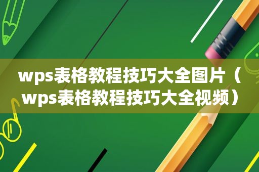 wps表格教程技巧大全图片（wps表格教程技巧大全视频）