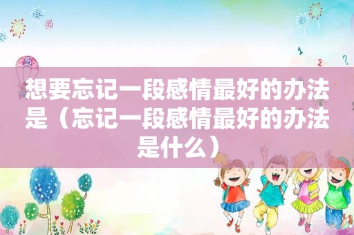 想要忘记一段感情最好的办法是（忘记一段感情最好的办法是什么）