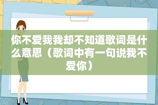 你不爱我我却不知道歌词是什么意思（歌词中有一句说我不爱你）