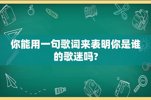 你能用一句歌词来表明你是谁的歌迷吗?
