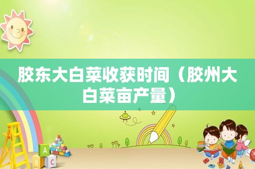 胶东大白菜收获时间（胶州大白菜亩产量）