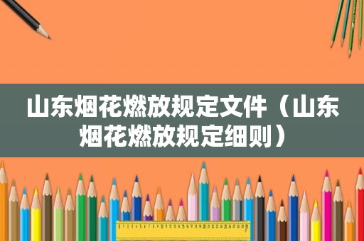 山东烟花燃放规定文件（山东烟花燃放规定细则）