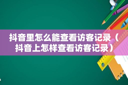 抖音里怎么能查看访客记录（抖音上怎样查看访客记录）