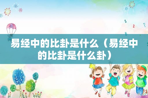 易经中的比卦是什么（易经中的比卦是什么卦）