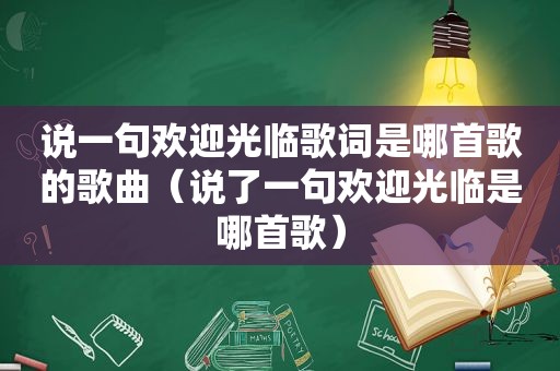 说一句欢迎光临歌词是哪首歌的歌曲（说了一句欢迎光临是哪首歌）