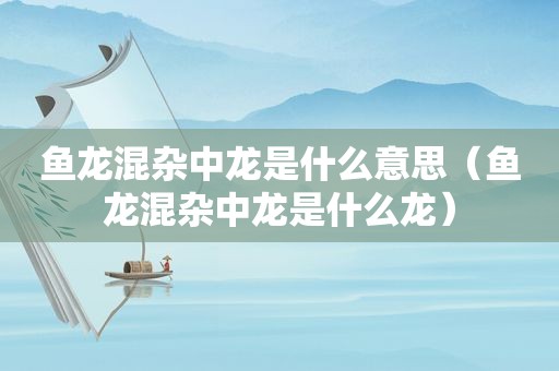 鱼龙混杂中龙是什么意思（鱼龙混杂中龙是什么龙）