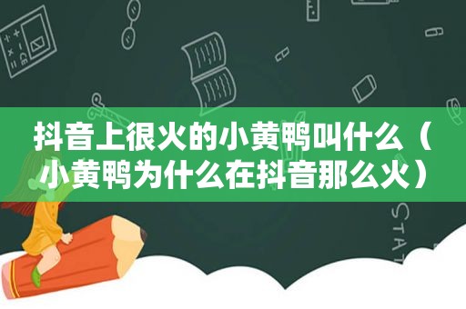 抖音上很火的小黄鸭叫什么（小黄鸭为什么在抖音那么火）