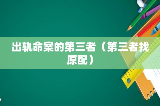 出轨命案的第三者（第三者找原配）