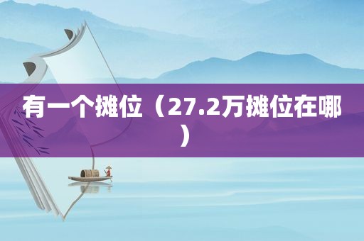 有一个摊位（27.2万摊位在哪）