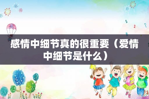 感情中细节真的很重要（爱情中细节是什么）