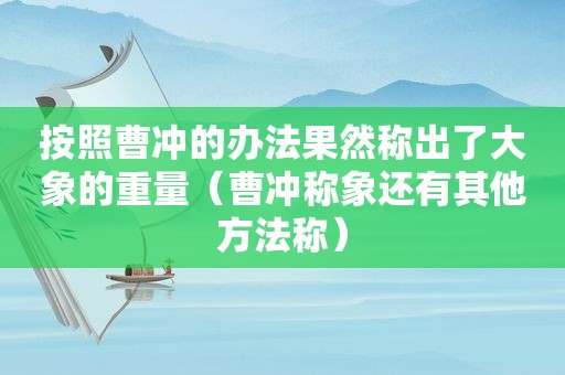 按照曹冲的办法果然称出了大象的重量（曹冲称象还有其他方法称）
