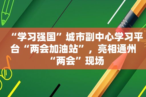 “学习强国”城市副中心学习平台“两会加油站”，亮相通州“两会”现场