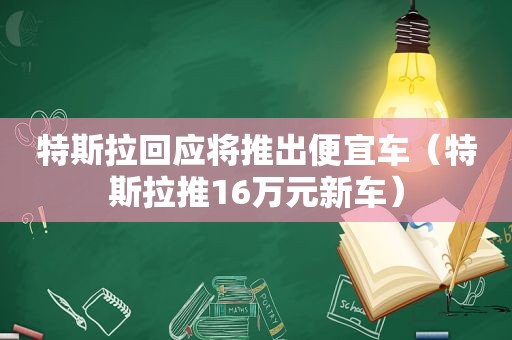 特斯拉回应将推出便宜车（特斯拉推16万元新车）