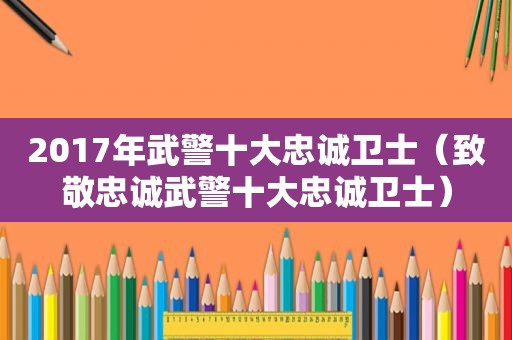 2017年武警十大忠诚卫士（致敬忠诚武警十大忠诚卫士）