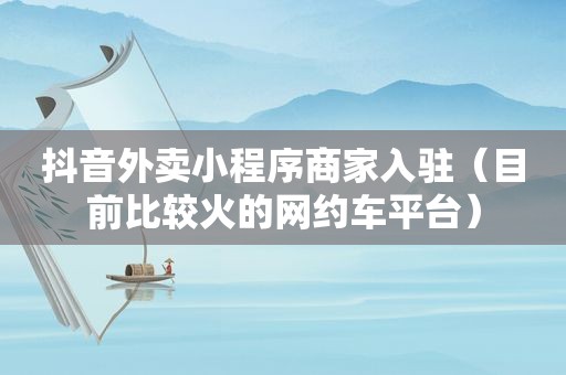 抖音外卖小程序商家入驻（目前比较火的网约车平台）