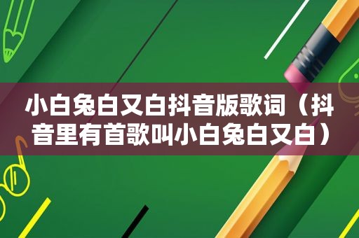 小白兔白又白抖音版歌词（抖音里有首歌叫小白兔白又白）