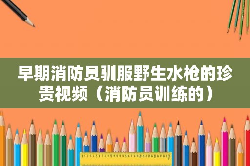 早期消防员驯服野生水枪的珍贵视频（消防员训练的）