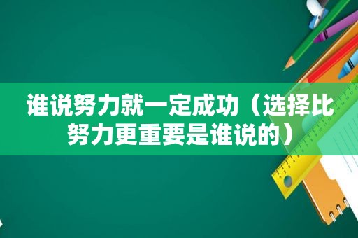 谁说努力就一定成功（选择比努力更重要是谁说的）