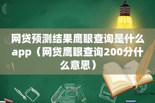 网贷预测结果鹰眼查询是什么app（网贷鹰眼查询200分什么意思）