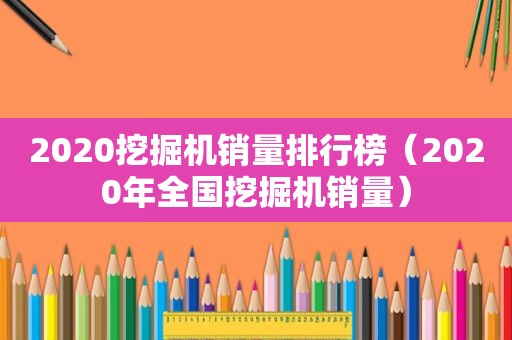 2020挖掘机销量排行榜（2020年全国挖掘机销量）