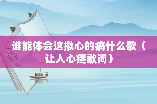 谁能体会这揪心的痛什么歌（让人心疼歌词）