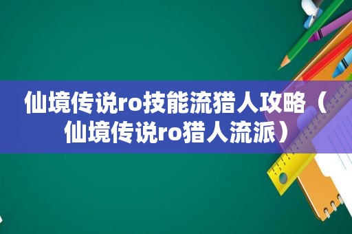 仙境传说ro技能流猎人攻略（仙境传说ro猎人流派）