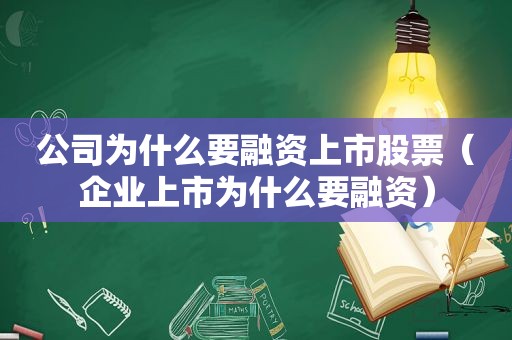公司为什么要融资上市股票（企业上市为什么要融资）