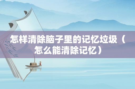 怎样清除脑子里的记忆垃圾（怎么能清除记忆）