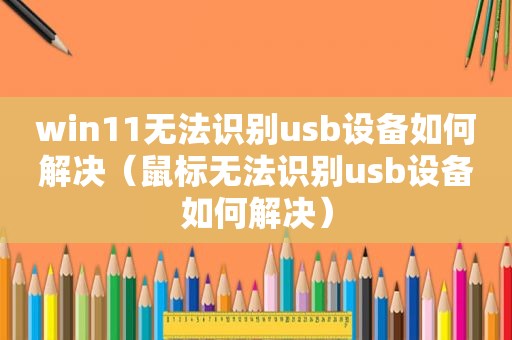 win11无法识别u *** 设备如何解决（鼠标无法识别u *** 设备如何解决）