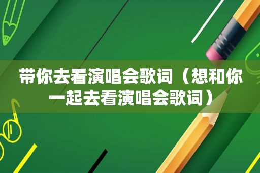 带你去看演唱会歌词（想和你一起去看演唱会歌词）