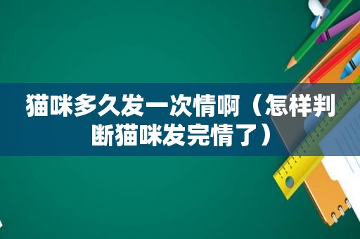 猫咪多久发一次情啊（怎样判断猫咪发完情了）