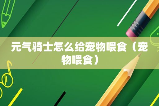 元气骑士怎么给宠物喂食（宠物喂食）