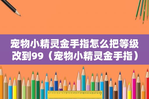 宠物小精灵金手指怎么把等级改到99（宠物小精灵金手指）