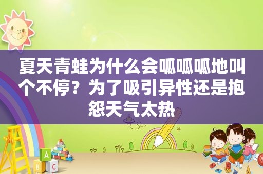 夏天青蛙为什么会呱呱呱地叫个不停？为了吸引异性还是抱怨天气太热